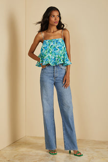 Amur | Kersten Pleated Top | Garden Blues