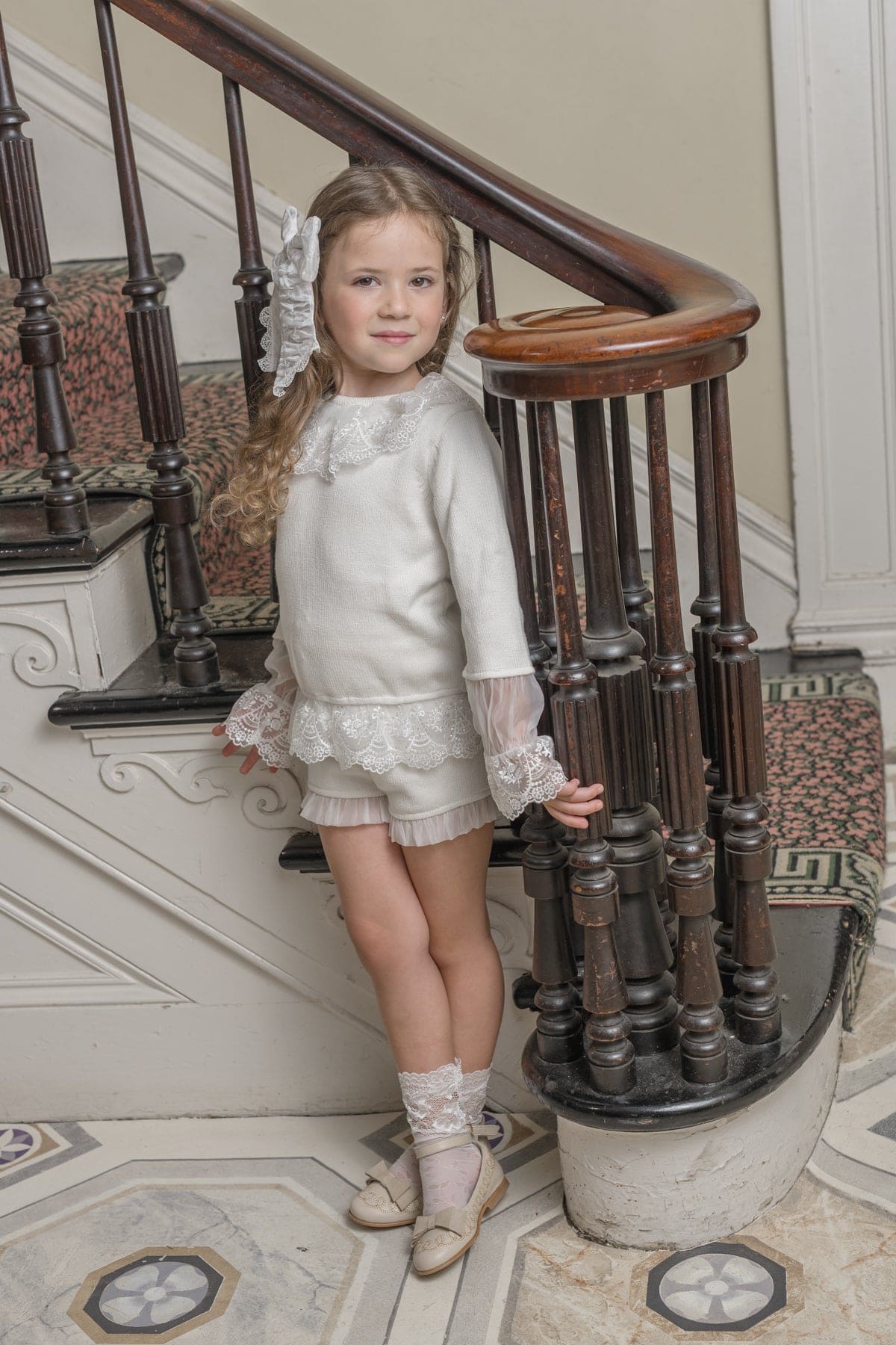 Emma White Cotton and Lace Top and Shorts Set | White