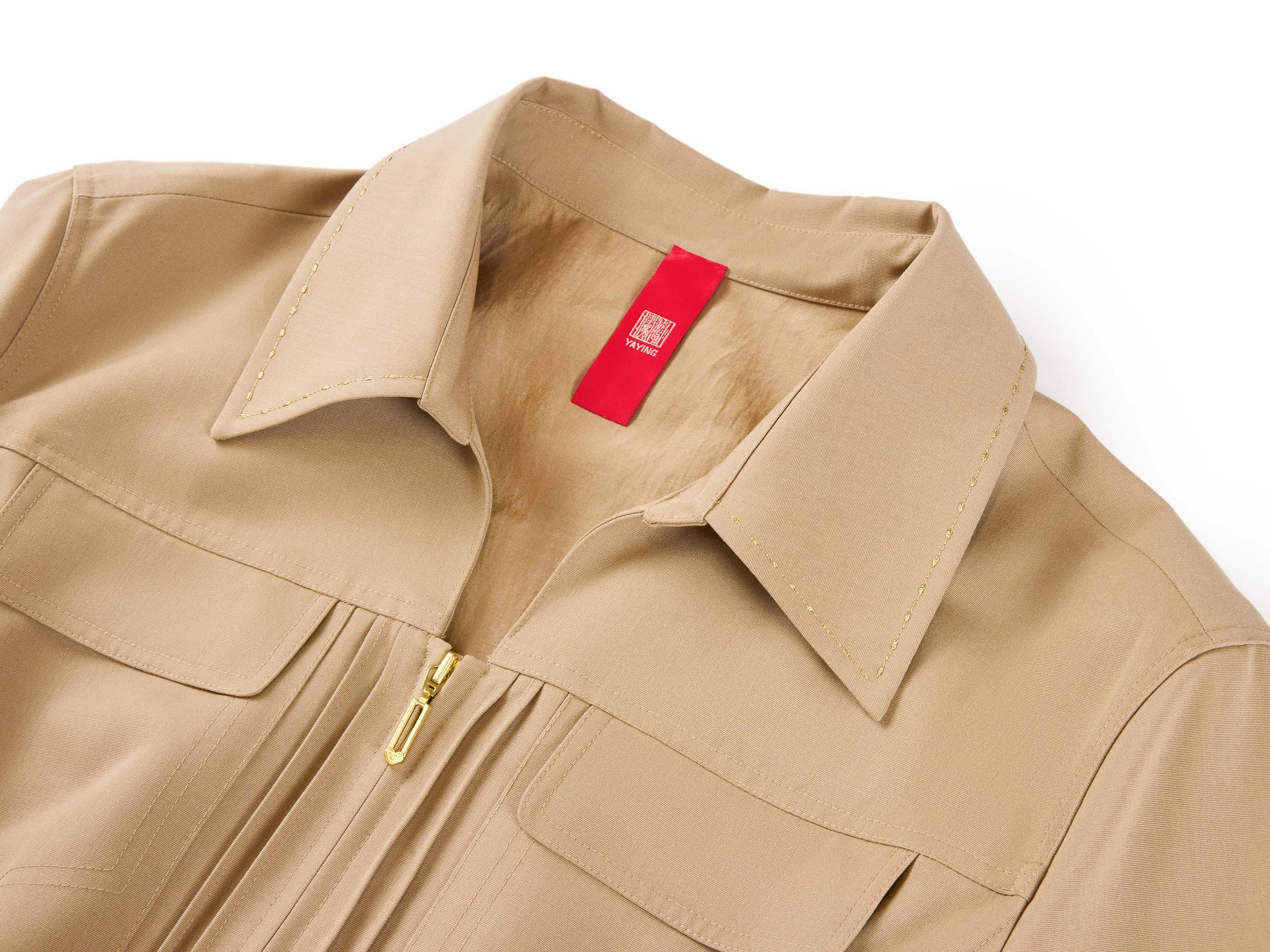 Wool Elegant Waist-Defining Slim-Fit Dress | Khaki