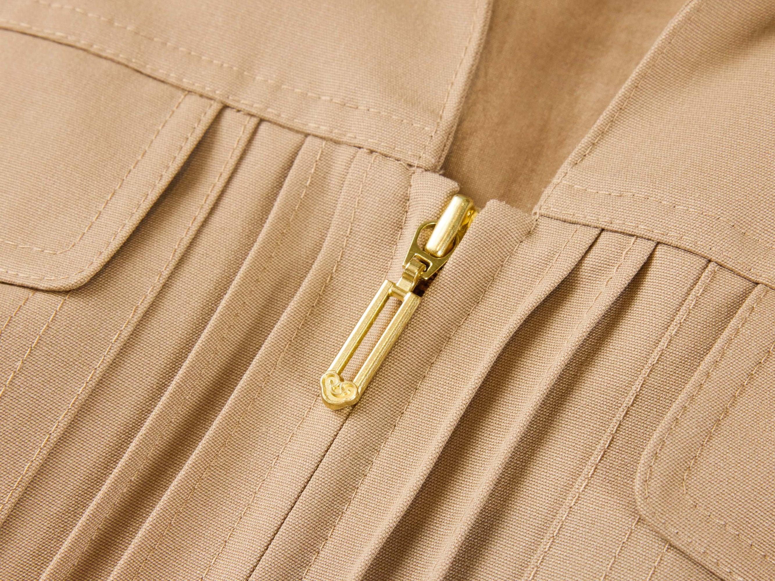 Wool Elegant Waist-Defining Slim-Fit Dress | Khaki