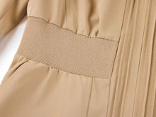Wool Elegant Waist-Defining Slim-Fit Dress | Khaki