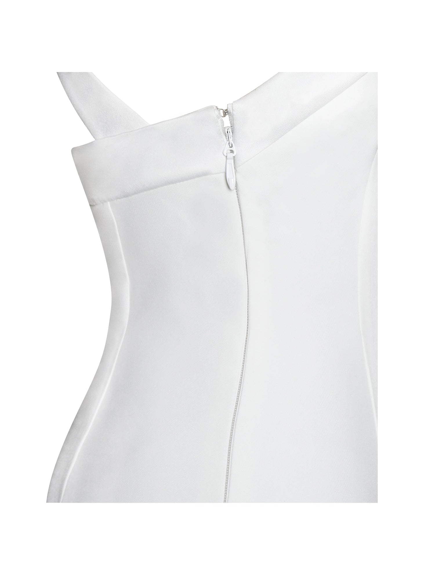 Barbra Cross Straps Bodycon Mini Dress with Bubble Hem | White