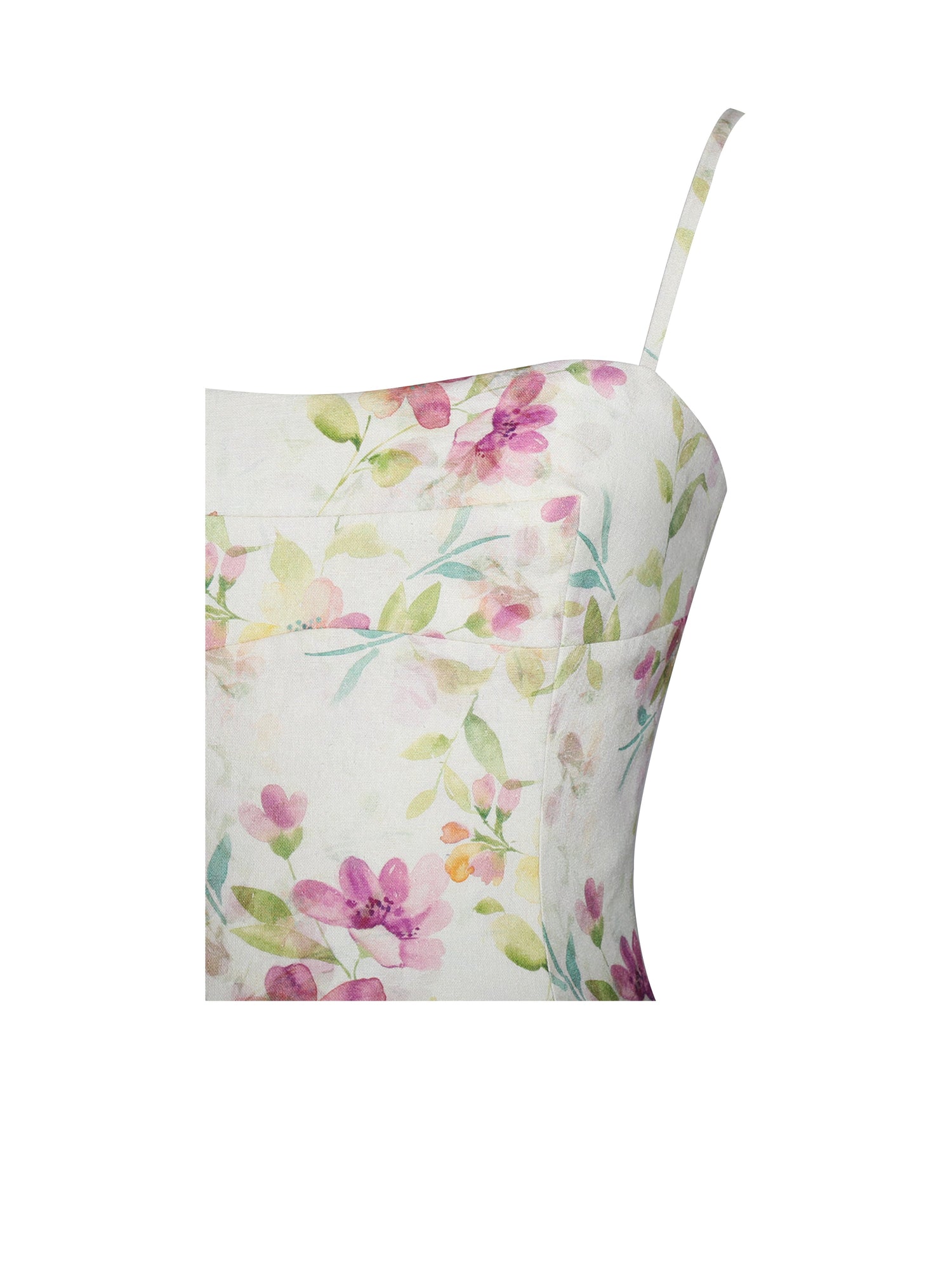 Valda Linen Mini Dress with Pockets | Yellow and Pink Print
