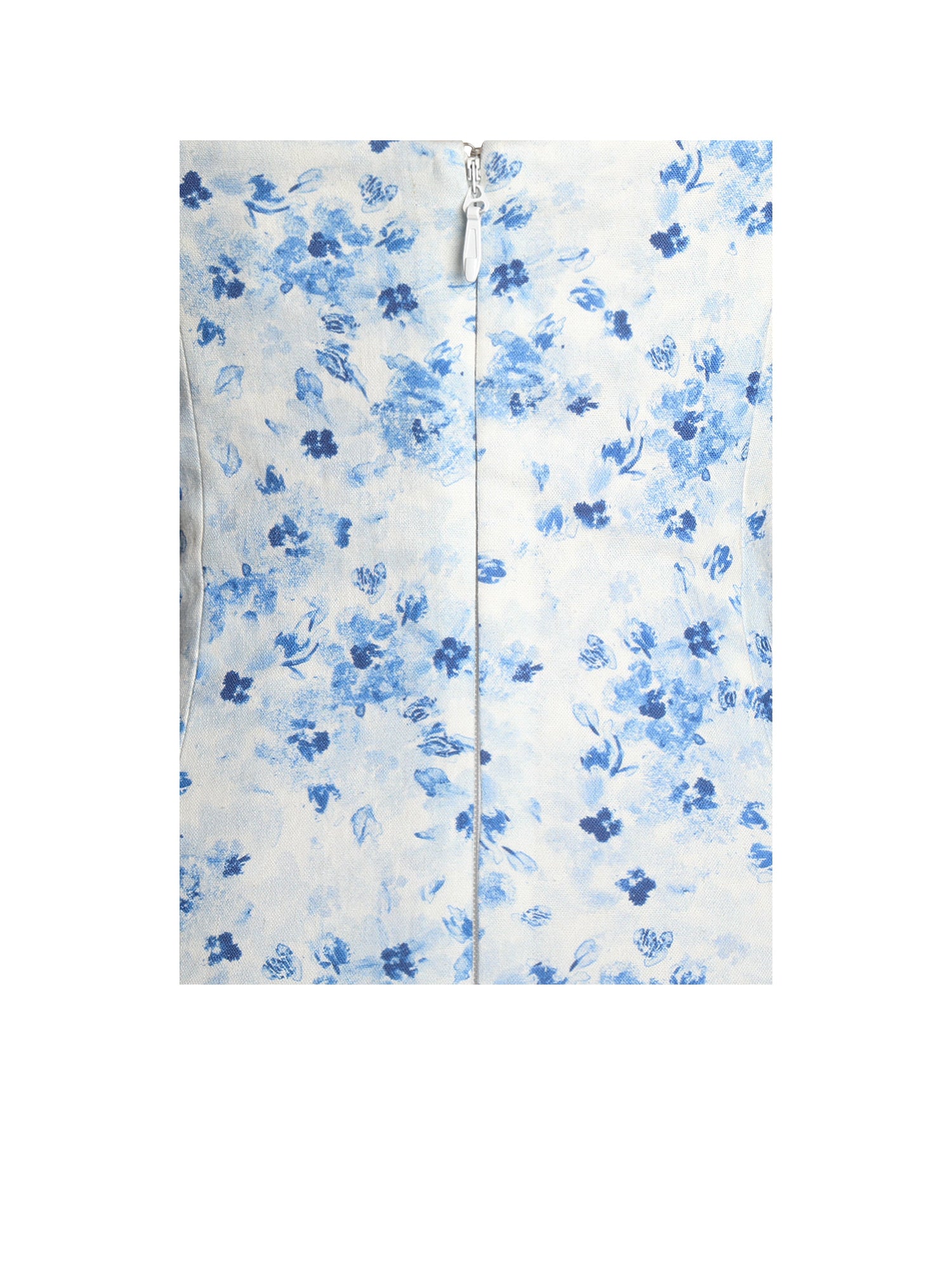 Taleah Floral Print Linen Mini Dress with Lace Trim | Blue