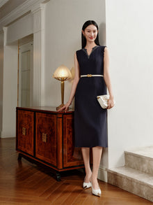 Waist-Cinched Vest Dress | Navy