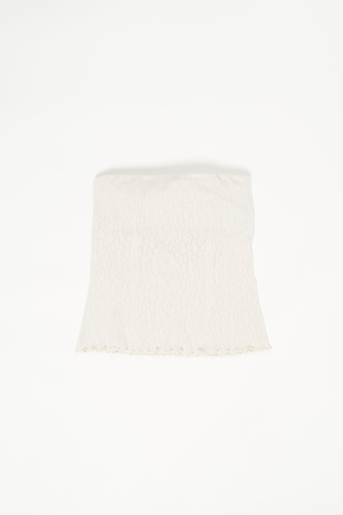 Pointelle Strapless Top | Chalk