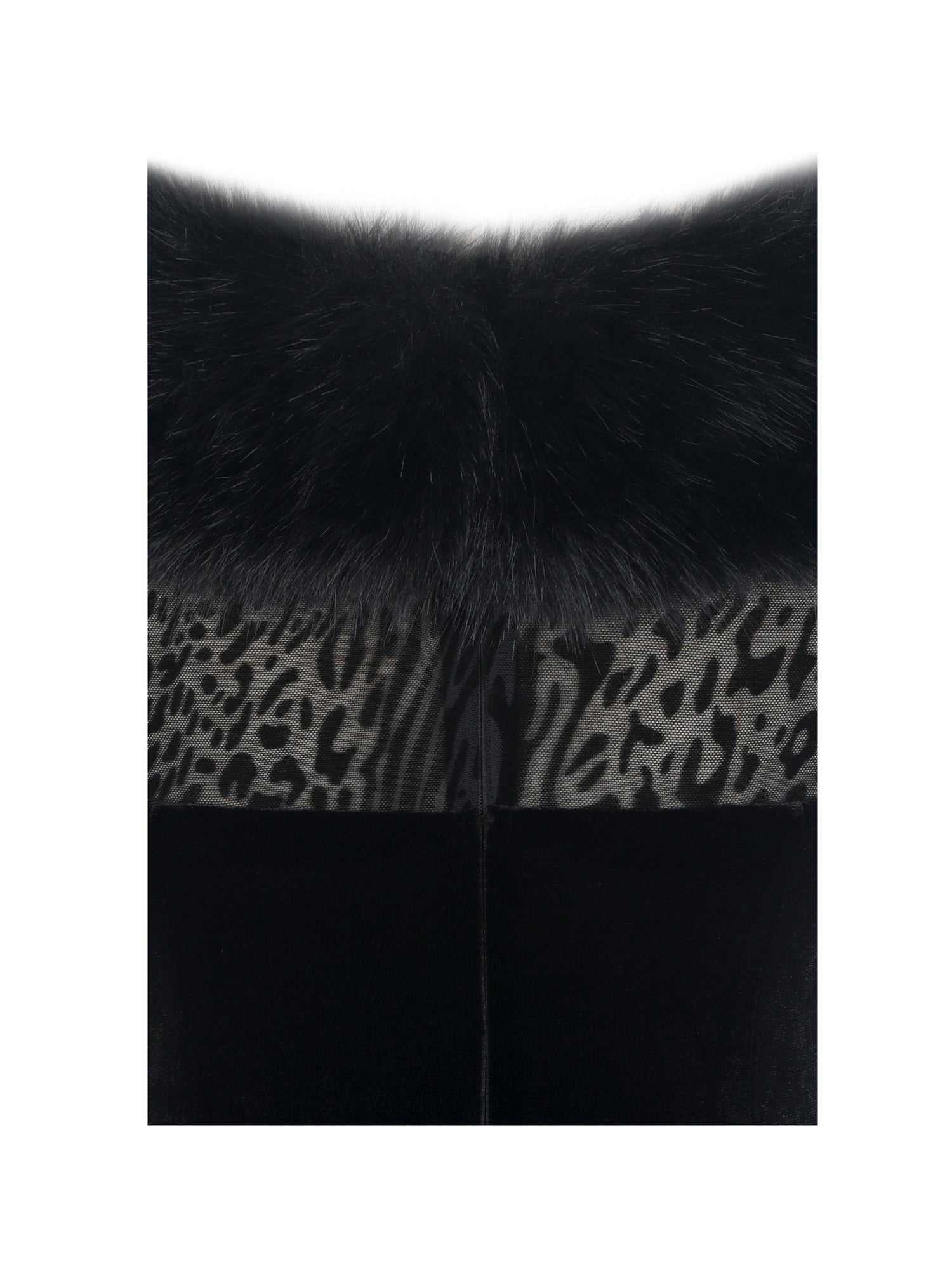 Alexis Velvet Animal Print Fur Boatneck Maxi Dress | Black