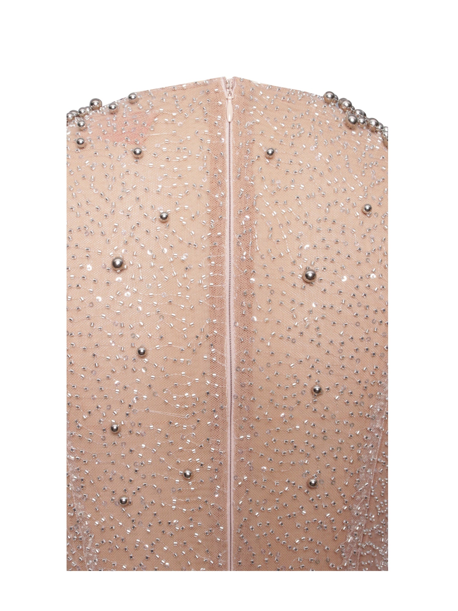 Rita Embroidered Mesh Beaded Mermaid Gown | Silver