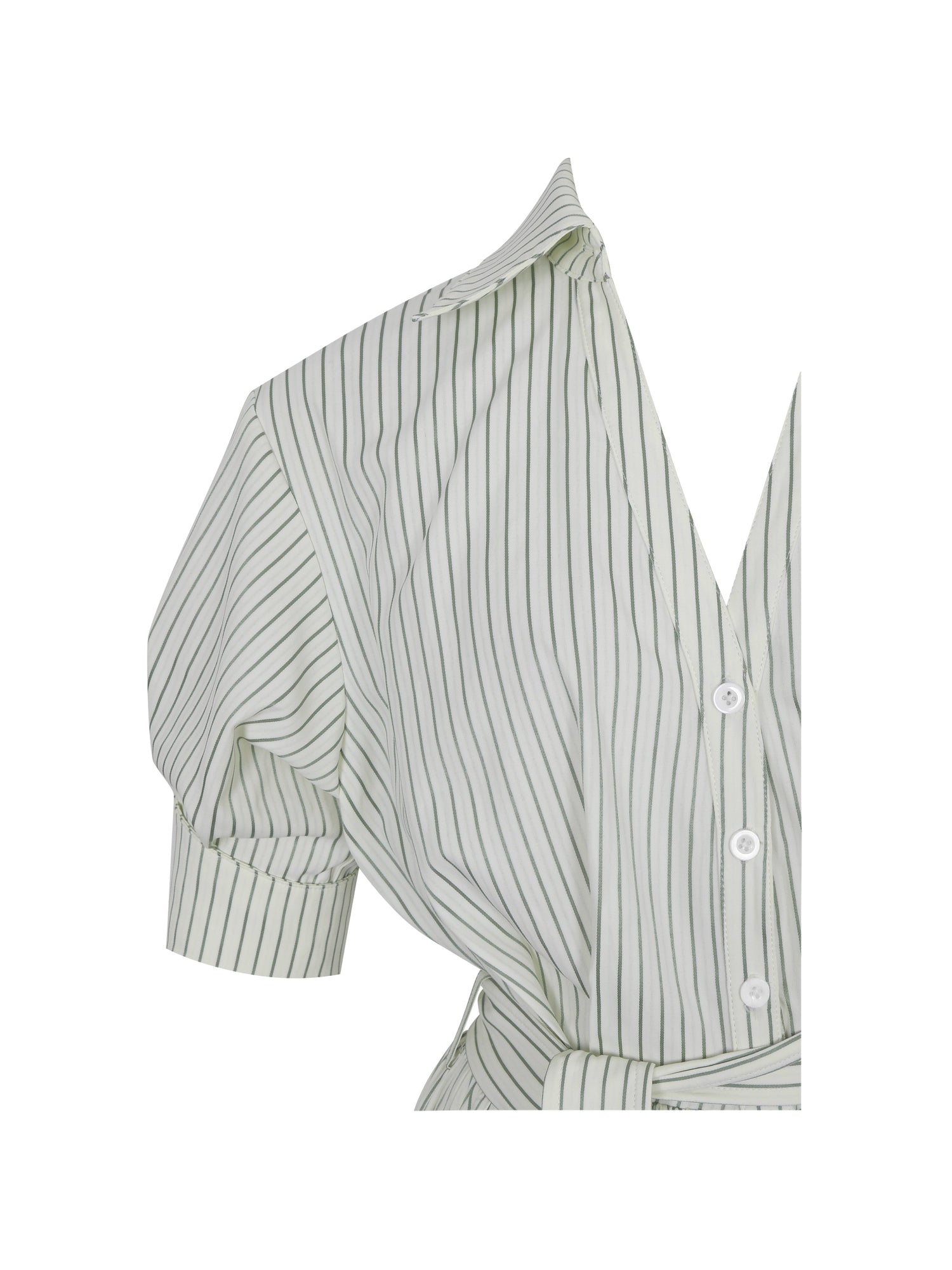 Danica Bamboo Poplin Striped Shirt Midi Dress | Pine Green