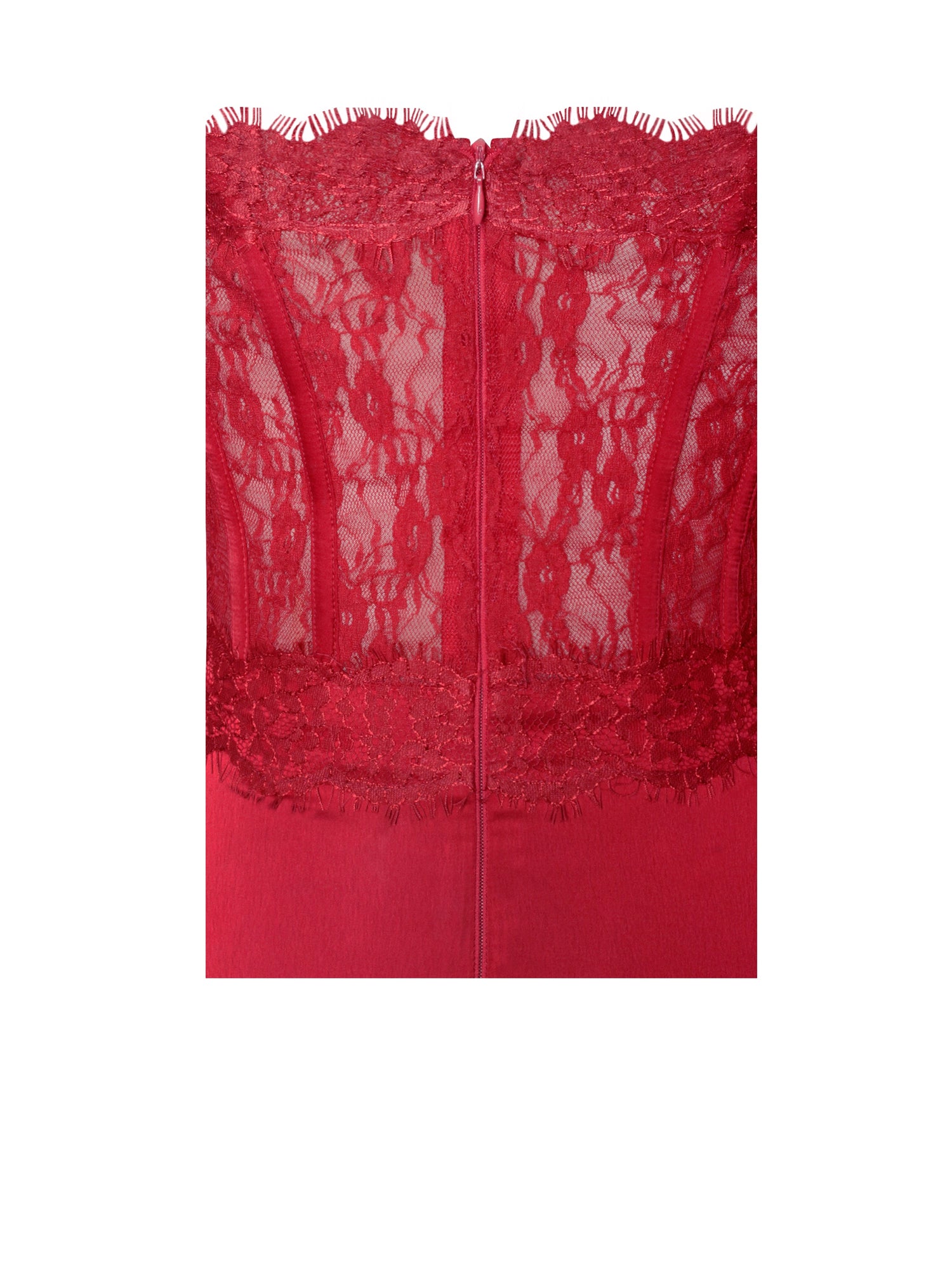Nessa Lace Satin Corset Maxi Dress | Red