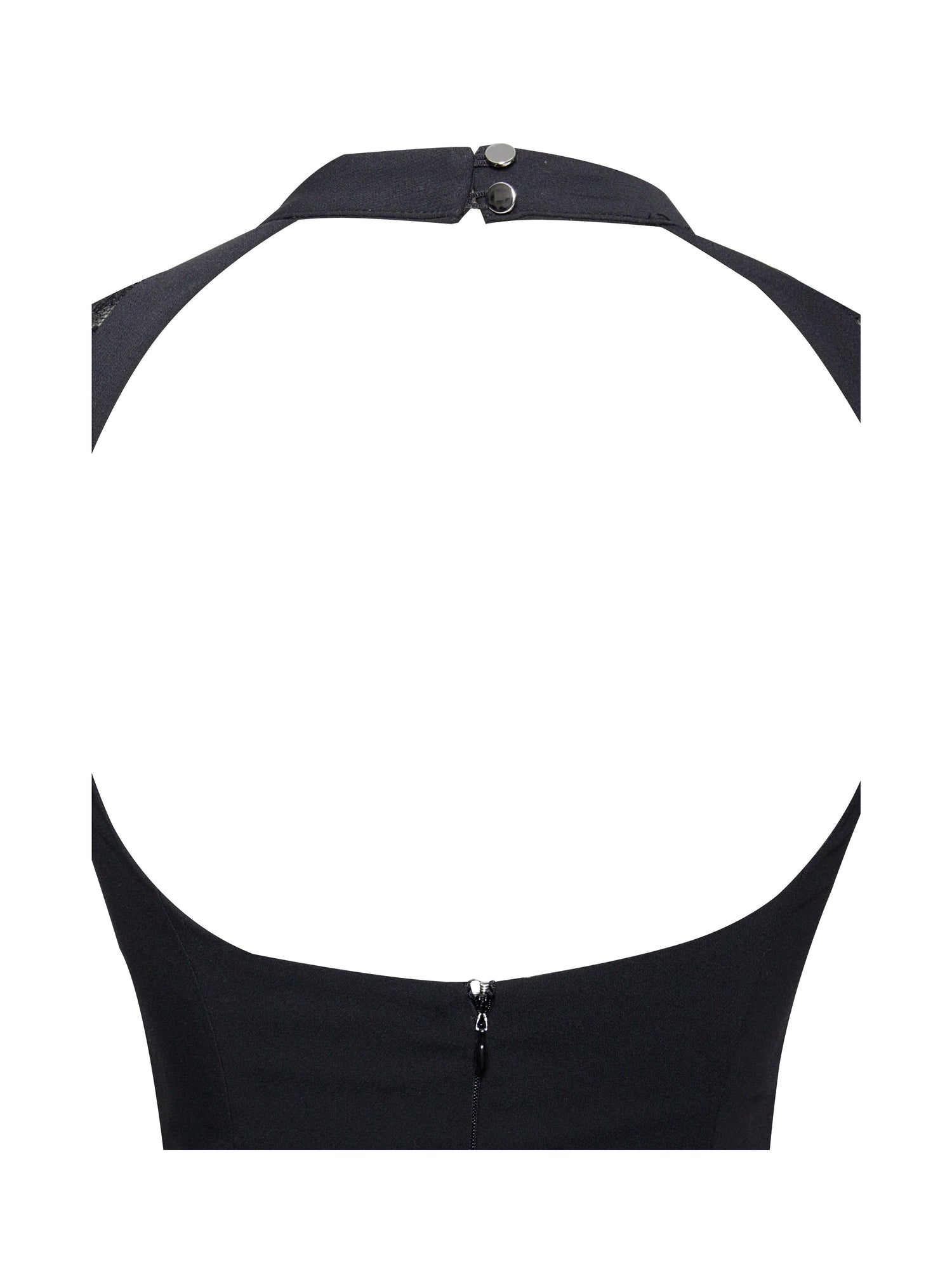 Quinella Lace Crepe Backless Mini Dress | Black