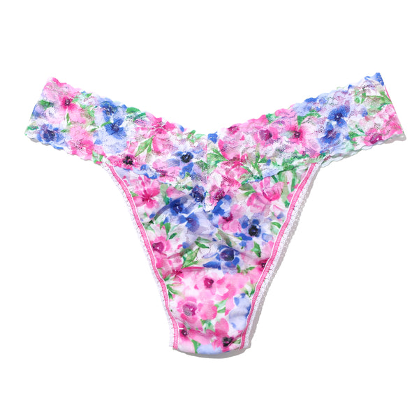 Signature Lace Original Rise Thong | Paint And Pour (White)
