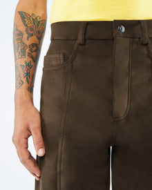 Mens | Tibes Alt-Suede Split-Hem Pants | Coffee Bean