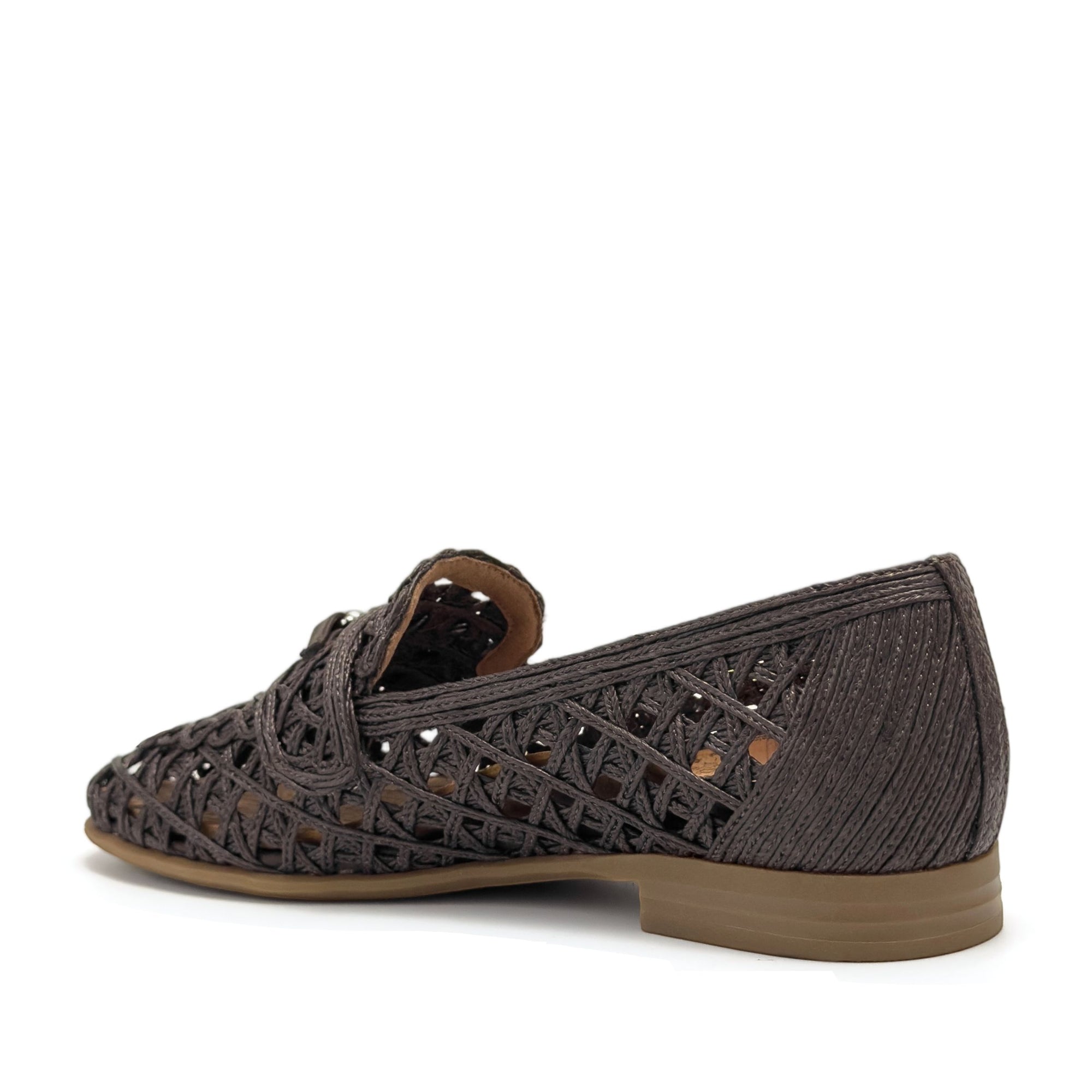 Worthed Dress Flat | Dark Brown  Faux Raffia
