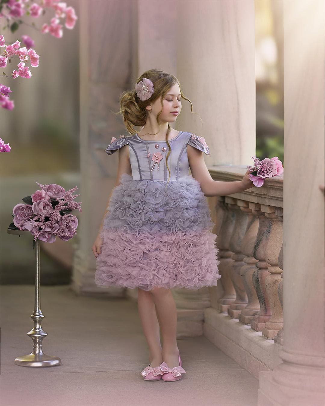 Mia Grey and Pink Ombré Cupcake Tulle Dress | Grey