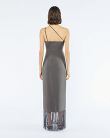 Womens | Jelena Fringed Midi Dress | Dark Grey