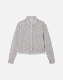 Womens | The Loose Polo Cardigan | Light Heather Grey