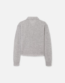 Womens | The Loose Polo Cardigan | Light Heather Grey