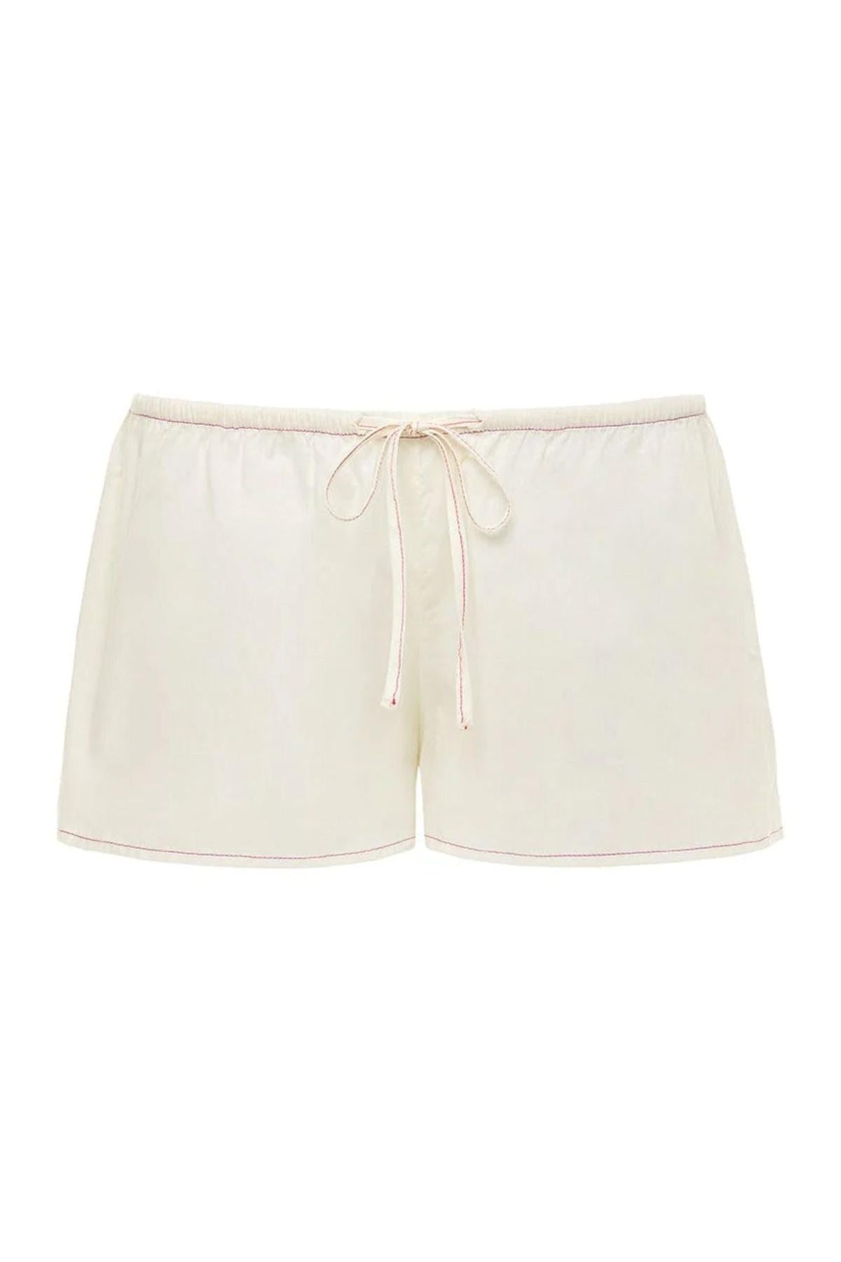 Raspberry Stitch Low Rise Drawstring Short | Cream
