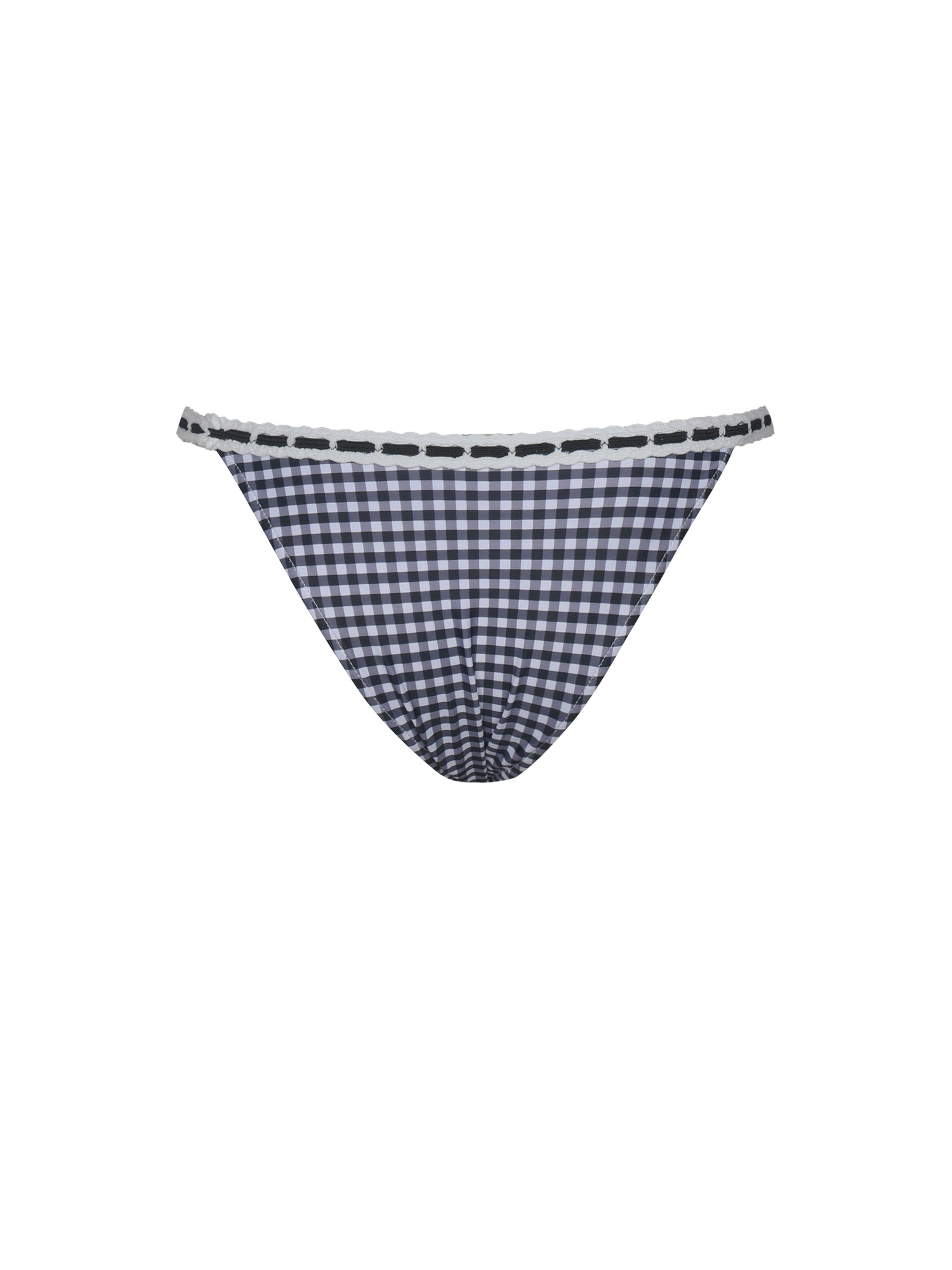 Genevia Gingham Lace Decoration Bikini Bottom | Geneva Gingham