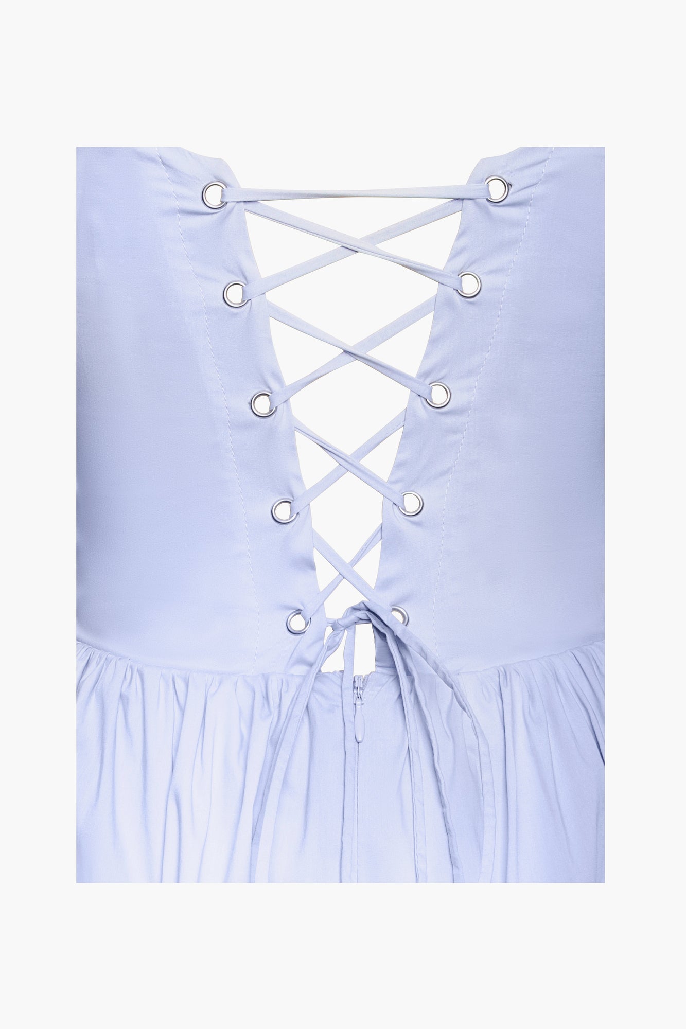 Reina Cotton Poplin Drop Waist Corset Midi Dress | Blue