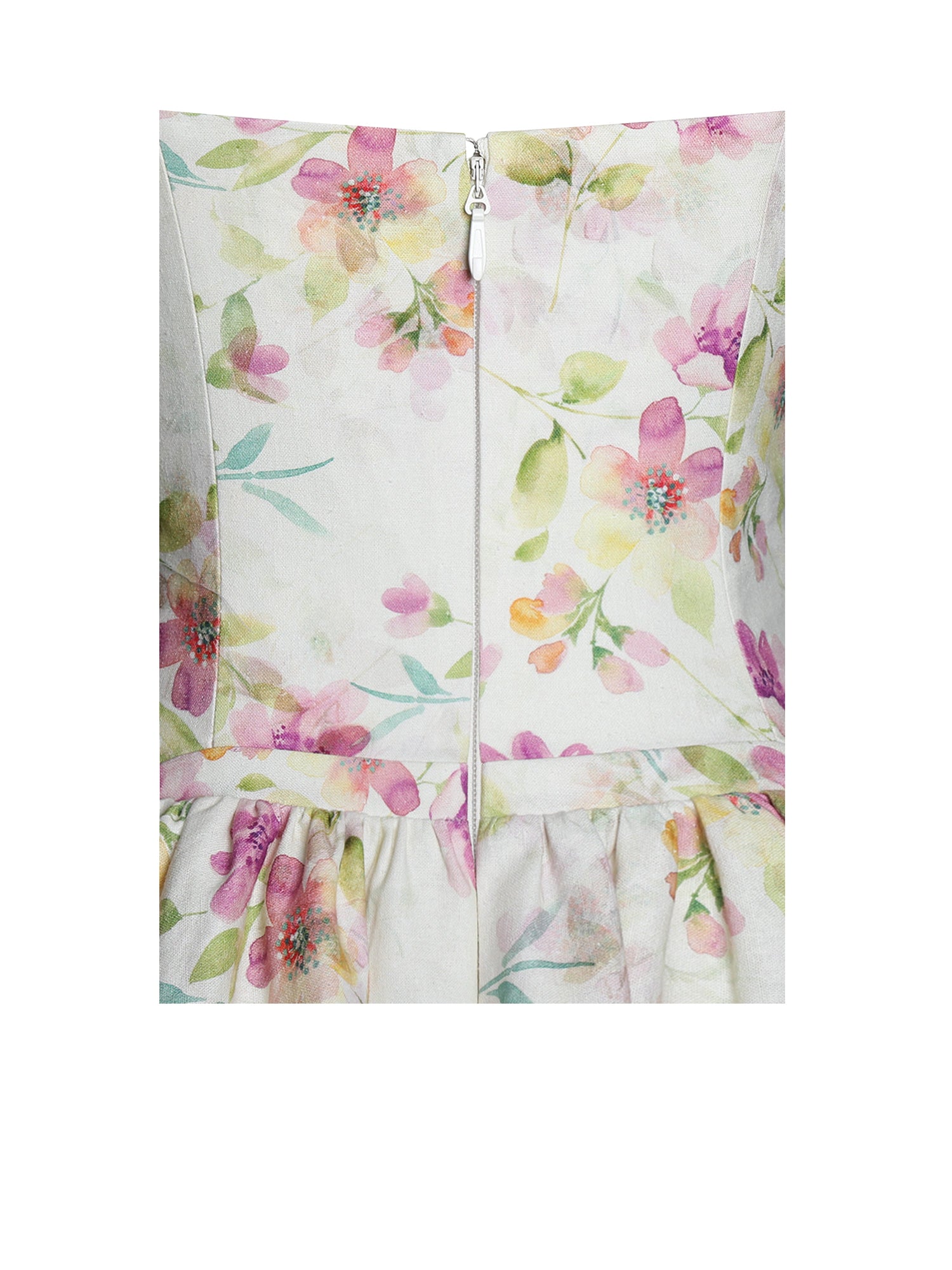 Valda Linen Mini Dress with Pockets | Yellow and Pink Print