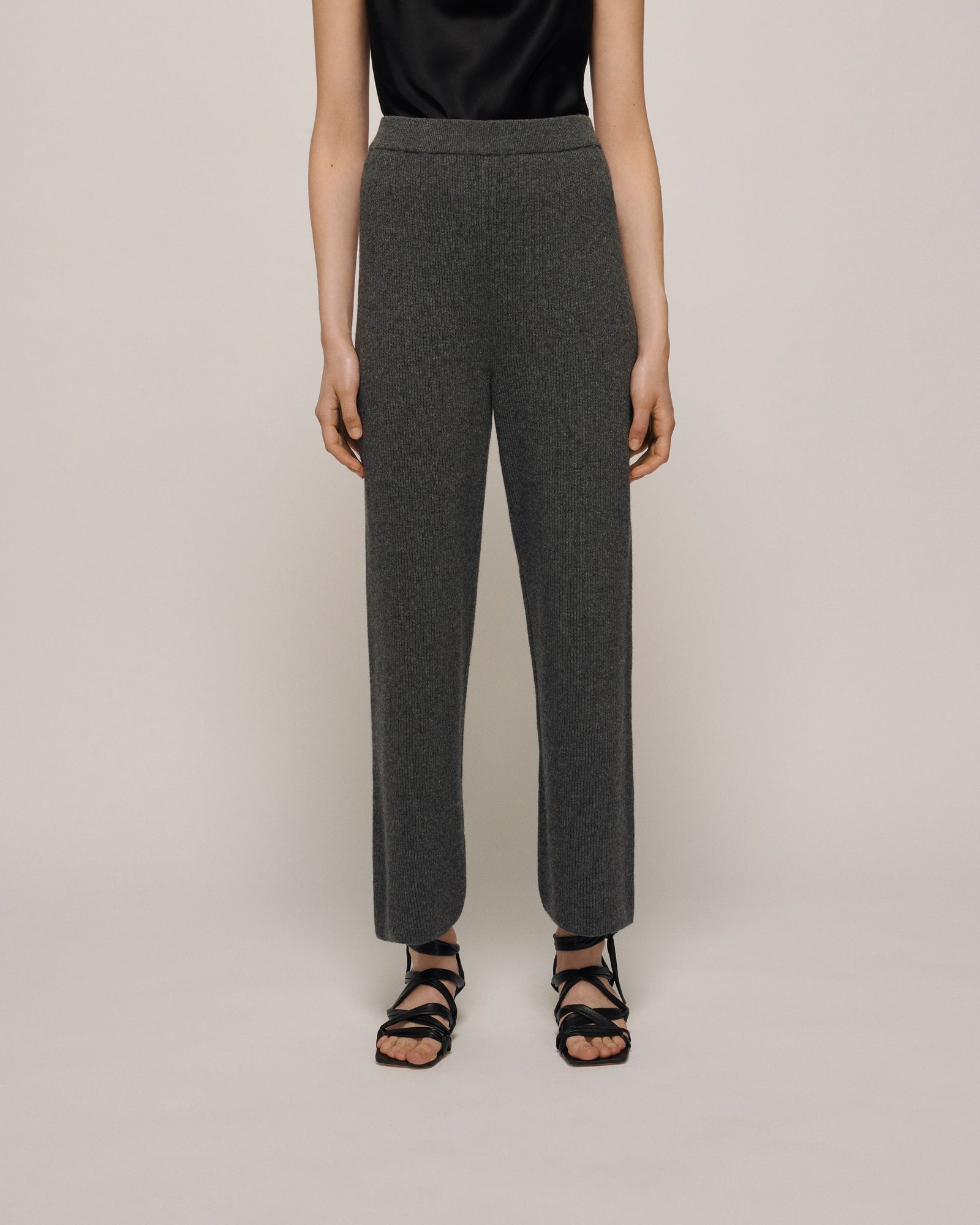 Womens | Keira Ribbed-Knit Pants | Graphite