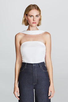 Etochs | Joss Ruched Crop Top | Optic White