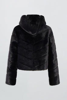 Etochs | Fur-Free Mink Hooded Jacket | Black