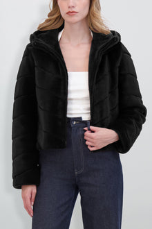 Etochs | Fur-Free Mink Hooded Jacket | Black