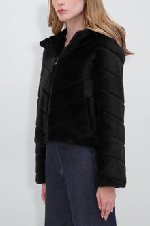 Etochs | Fur-Free Mink Hooded Jacket | Black
