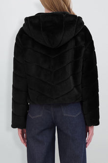 Etochs | Fur-Free Mink Hooded Jacket | Black