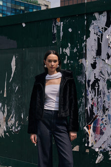 Etochs | Fur-Free Mink Hooded Jacket | Black