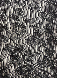 Miss Circle Lace Floral Print Thigh High Stockings | Black
