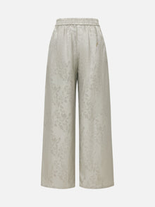 Linen Jacquard Wide-Leg Pants | Grey
