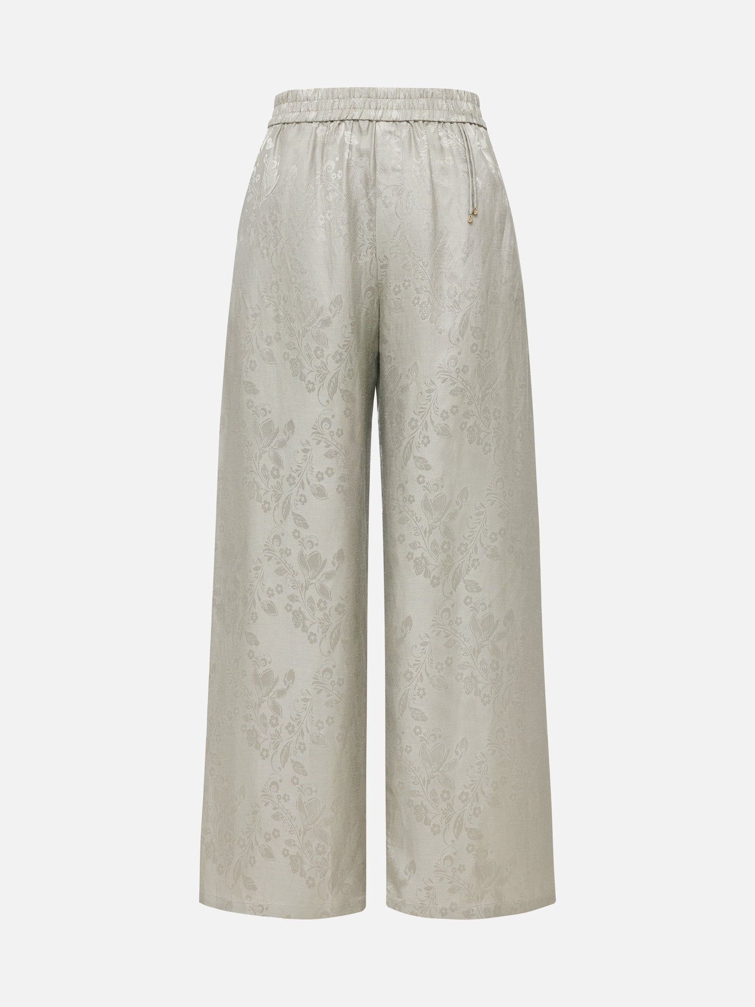 Linen Jacquard Wide-Leg Pants | Grey