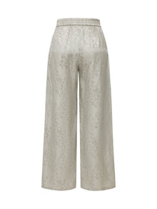 Linen Jacquard Wide-Leg Pants | Grey