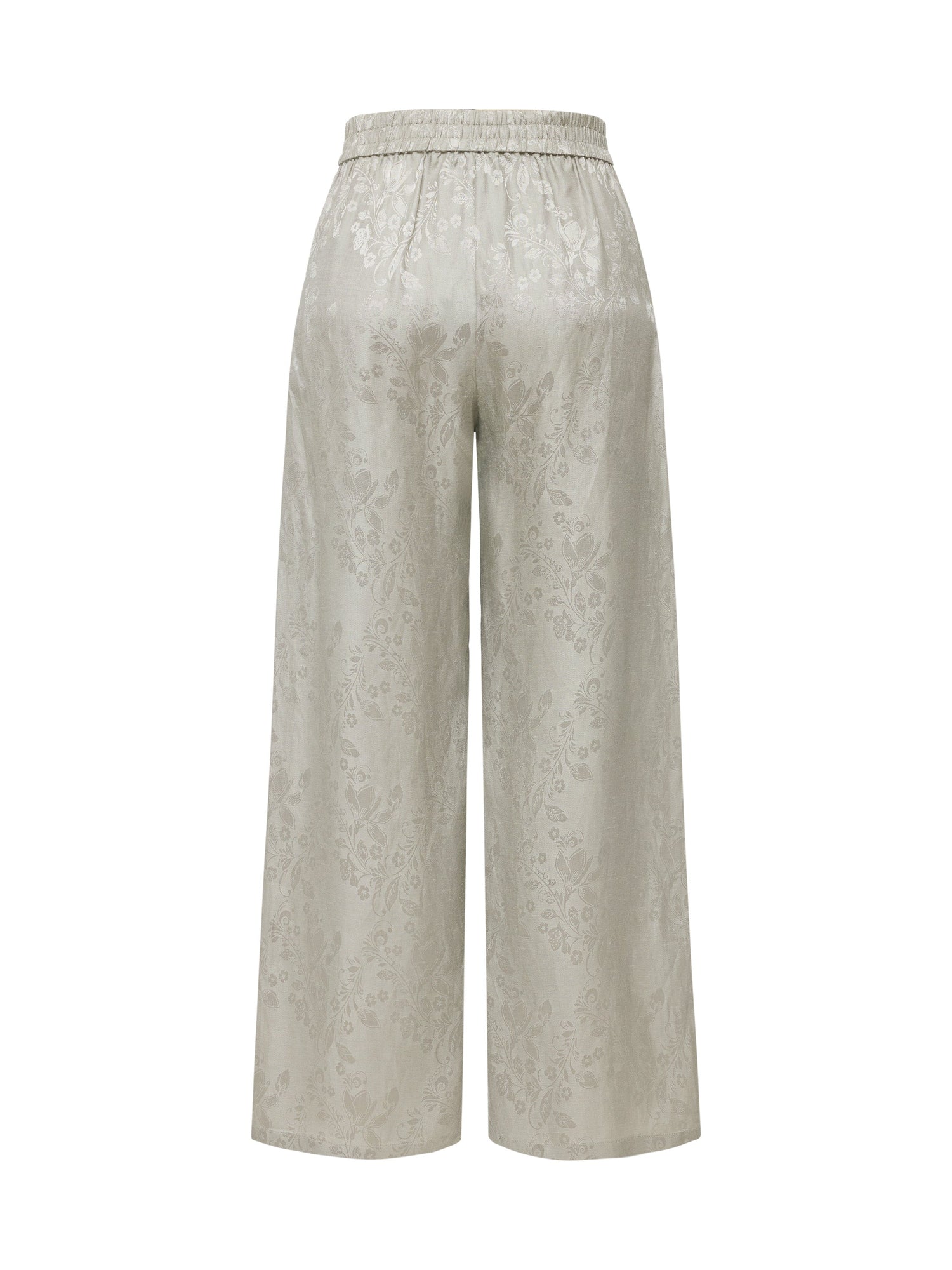 Linen Jacquard Wide-Leg Pants | Grey