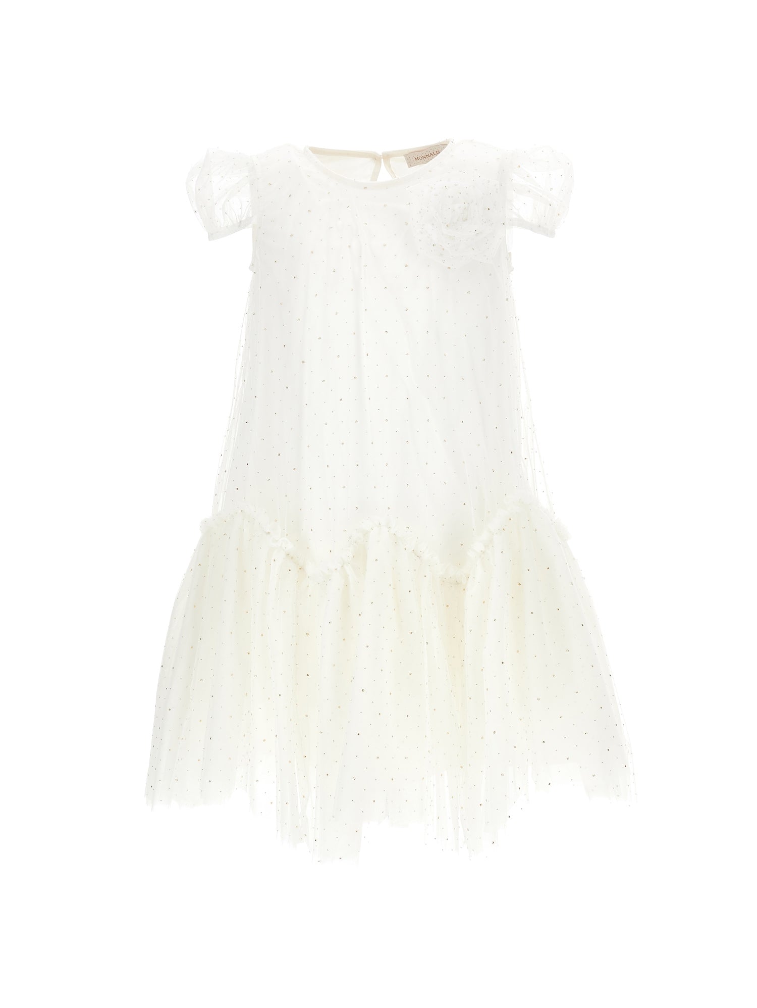 Girls | Tulle Dress With Spire Flounces | Cream/Gold