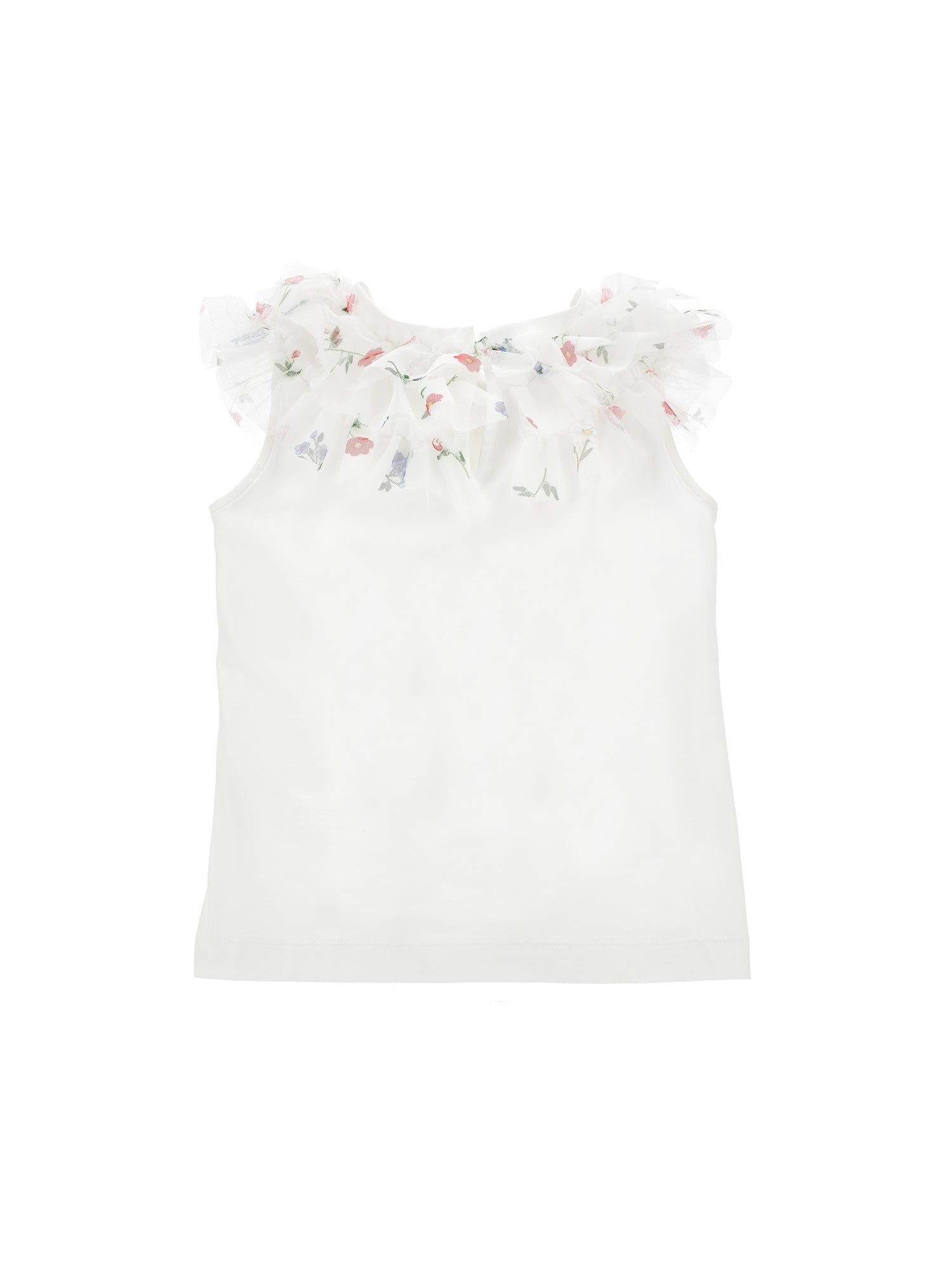 Girls | T-Shirt With Ruffles | Cream/Multicolor