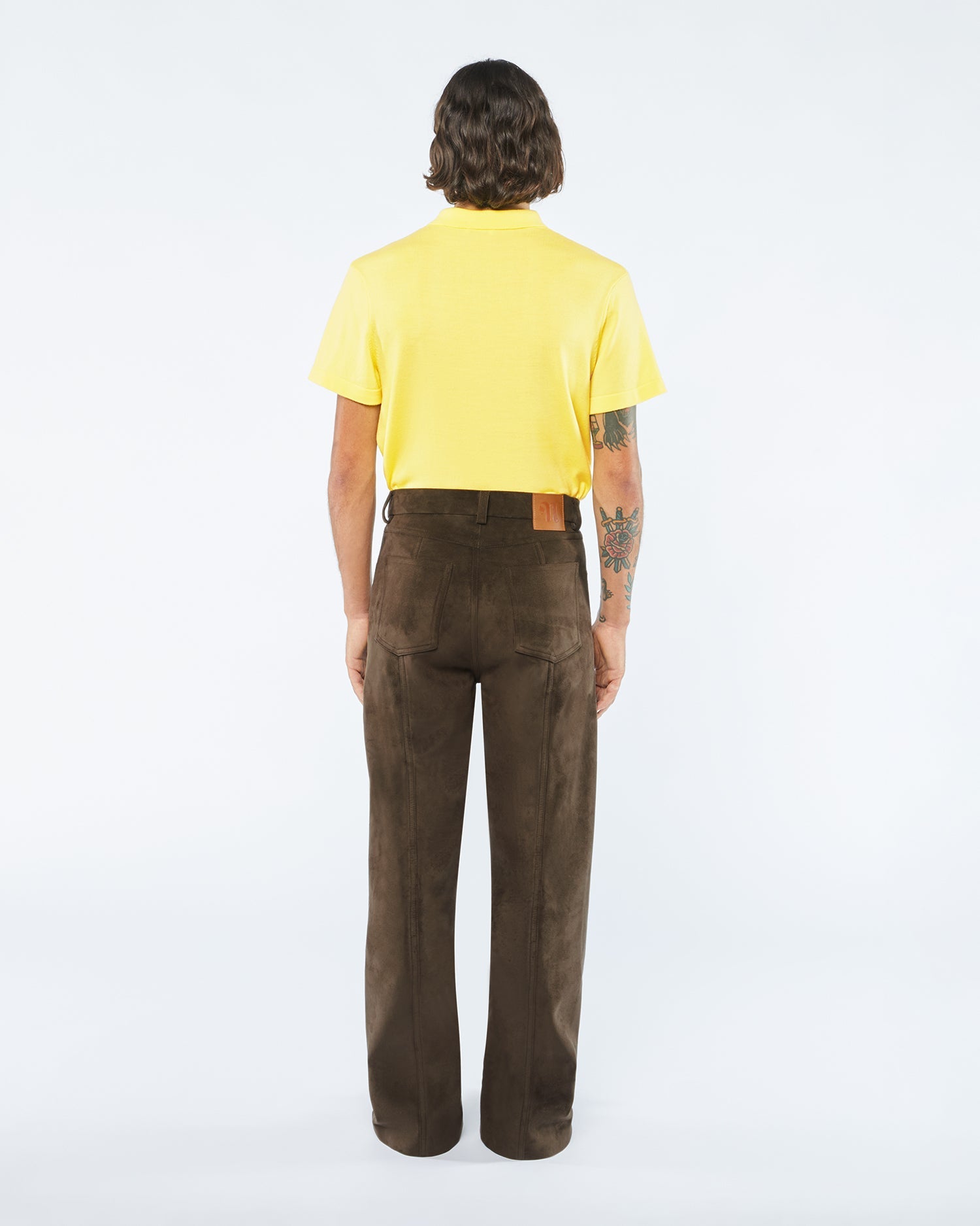 Mens | Tibes Alt-Suede Split-Hem Pants | Coffee Bean