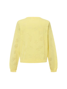 Linen Blended Round Neck Knit Cardigan | Yellow