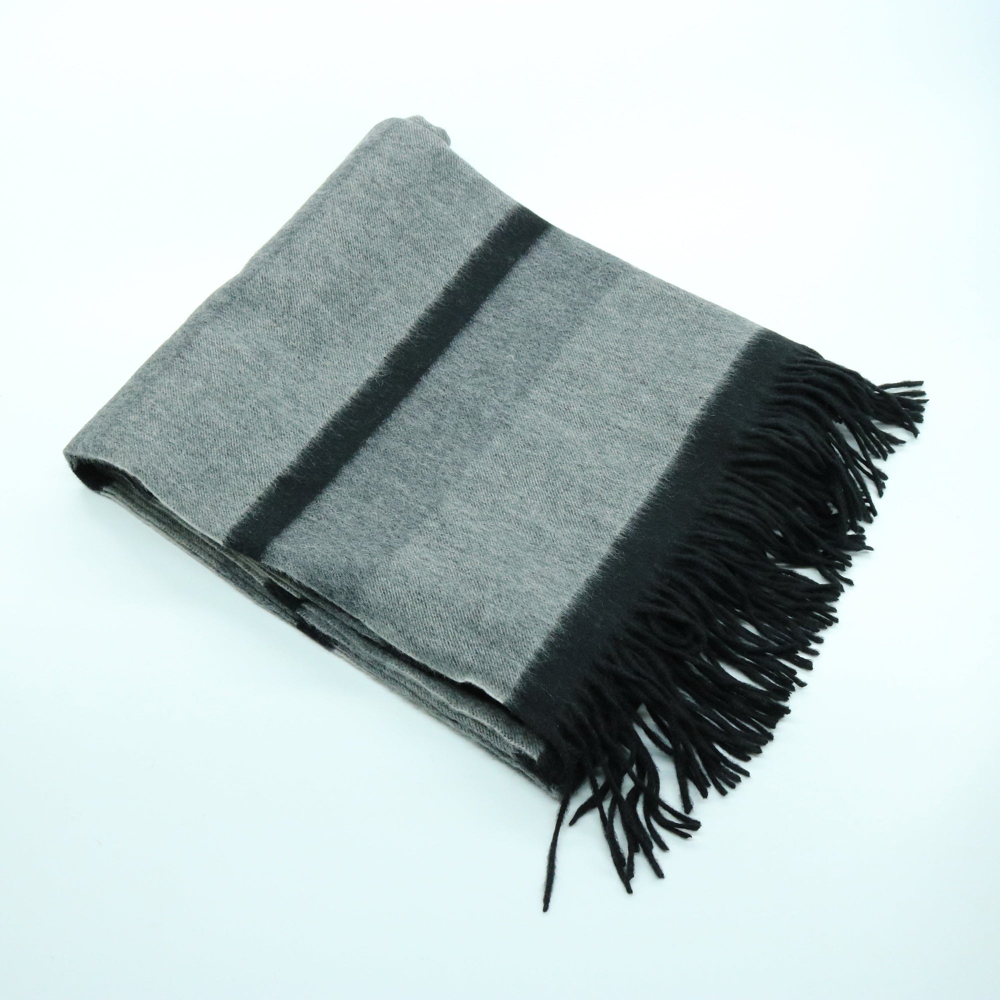 Cashmere Striped Throw With Fringes | Black Combo