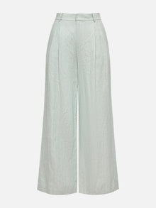 Loose Linen Straight-Leg Pants | Green