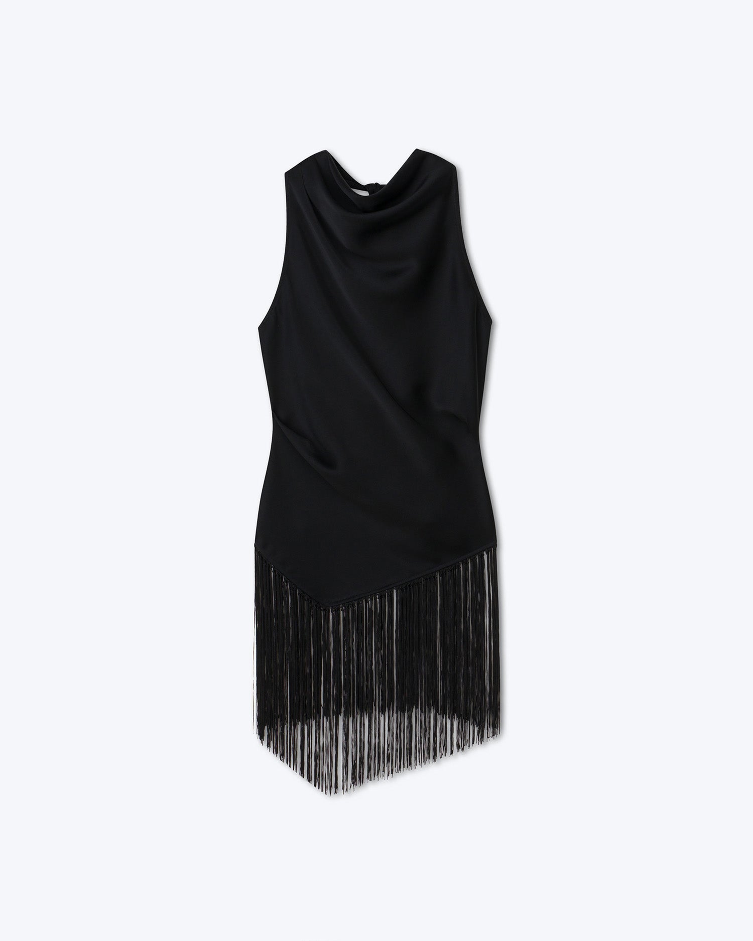 Womens | Kori Slip Satin Fringe Top | Black