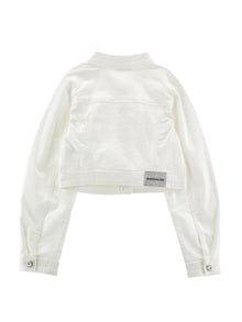 Girls | Denim Jacket With Jewel Buttons | Cream