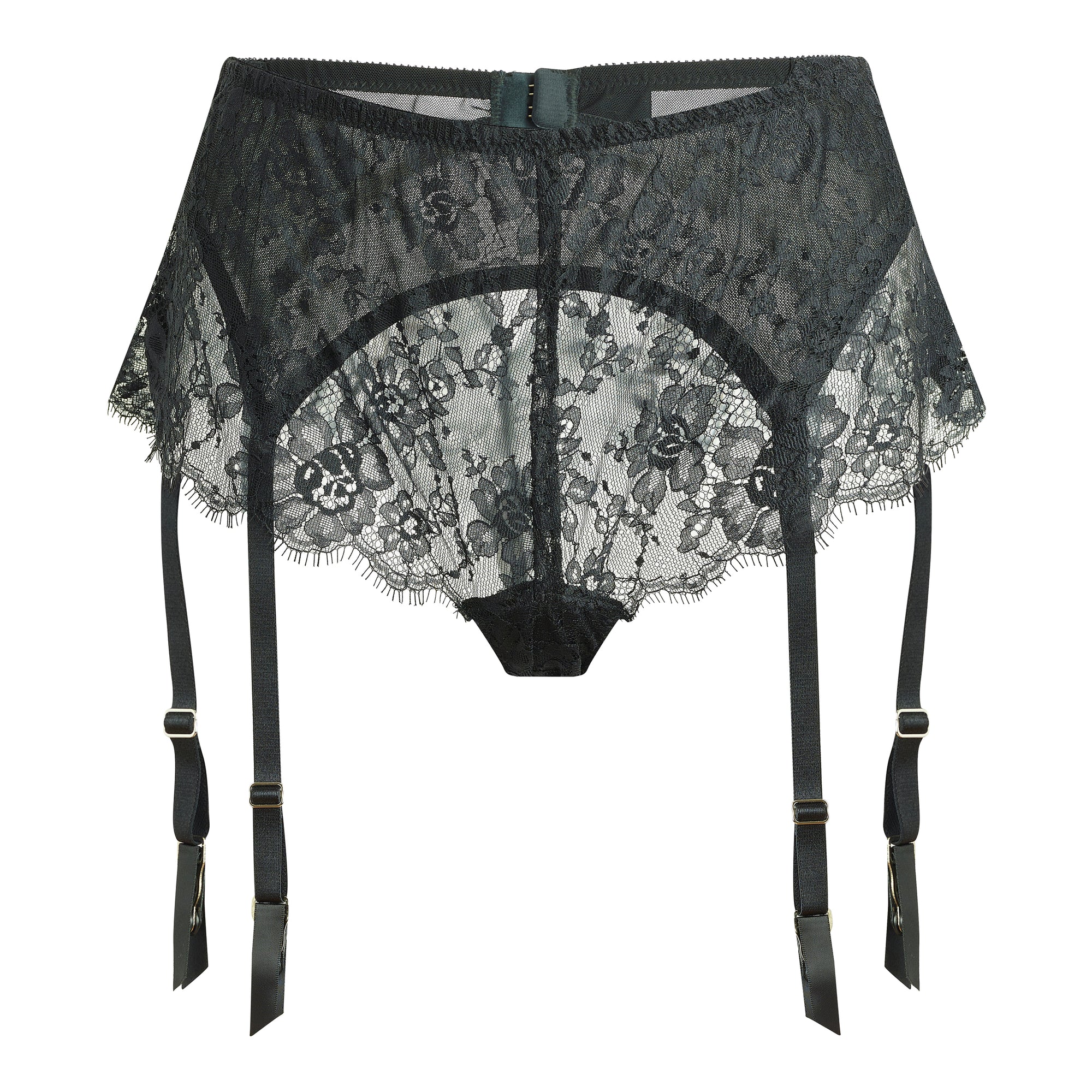 Eyelash Lace Garter Short | Black