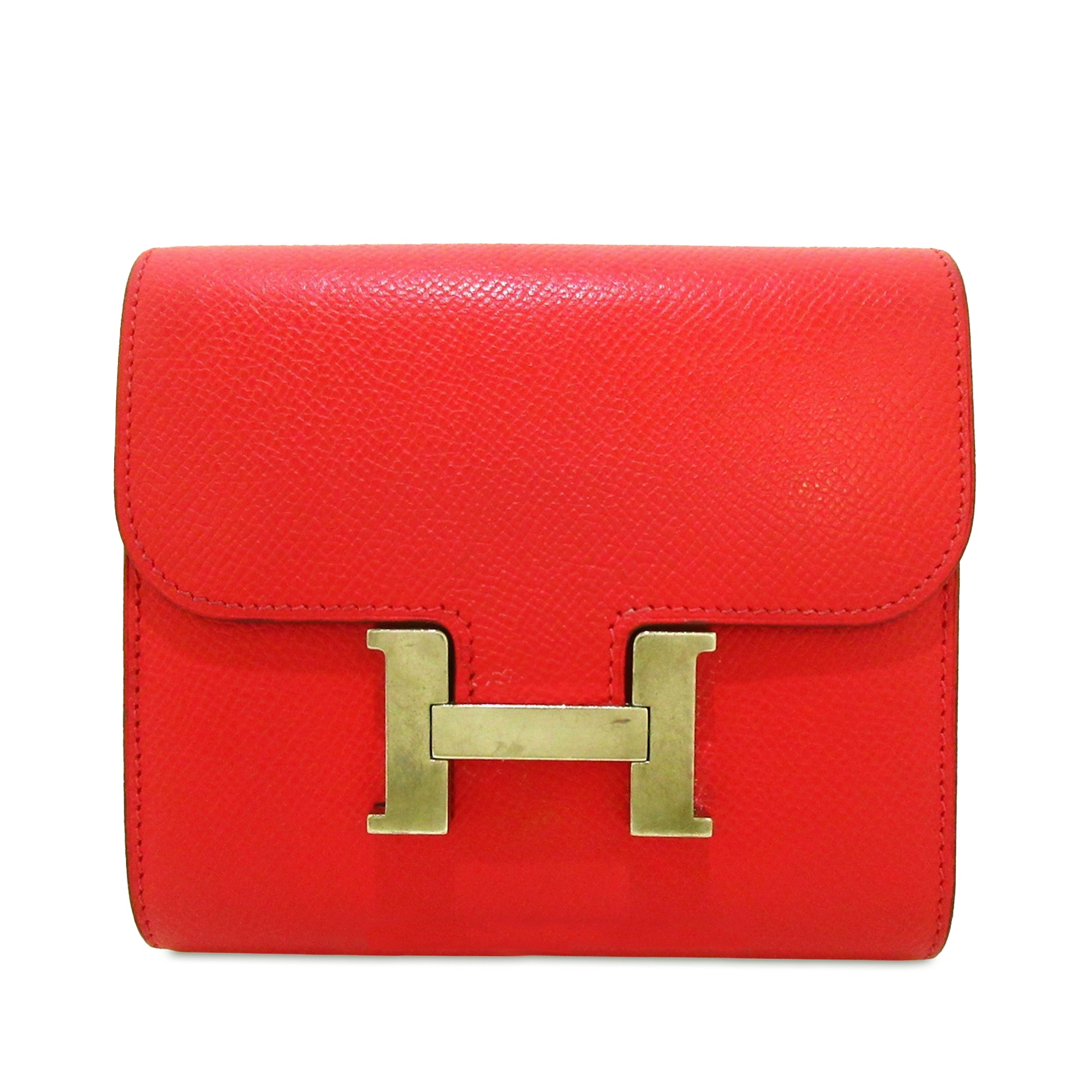 Hermès Pre-Owned Epsom Constance Compact Wallet | Women | Red x Gold