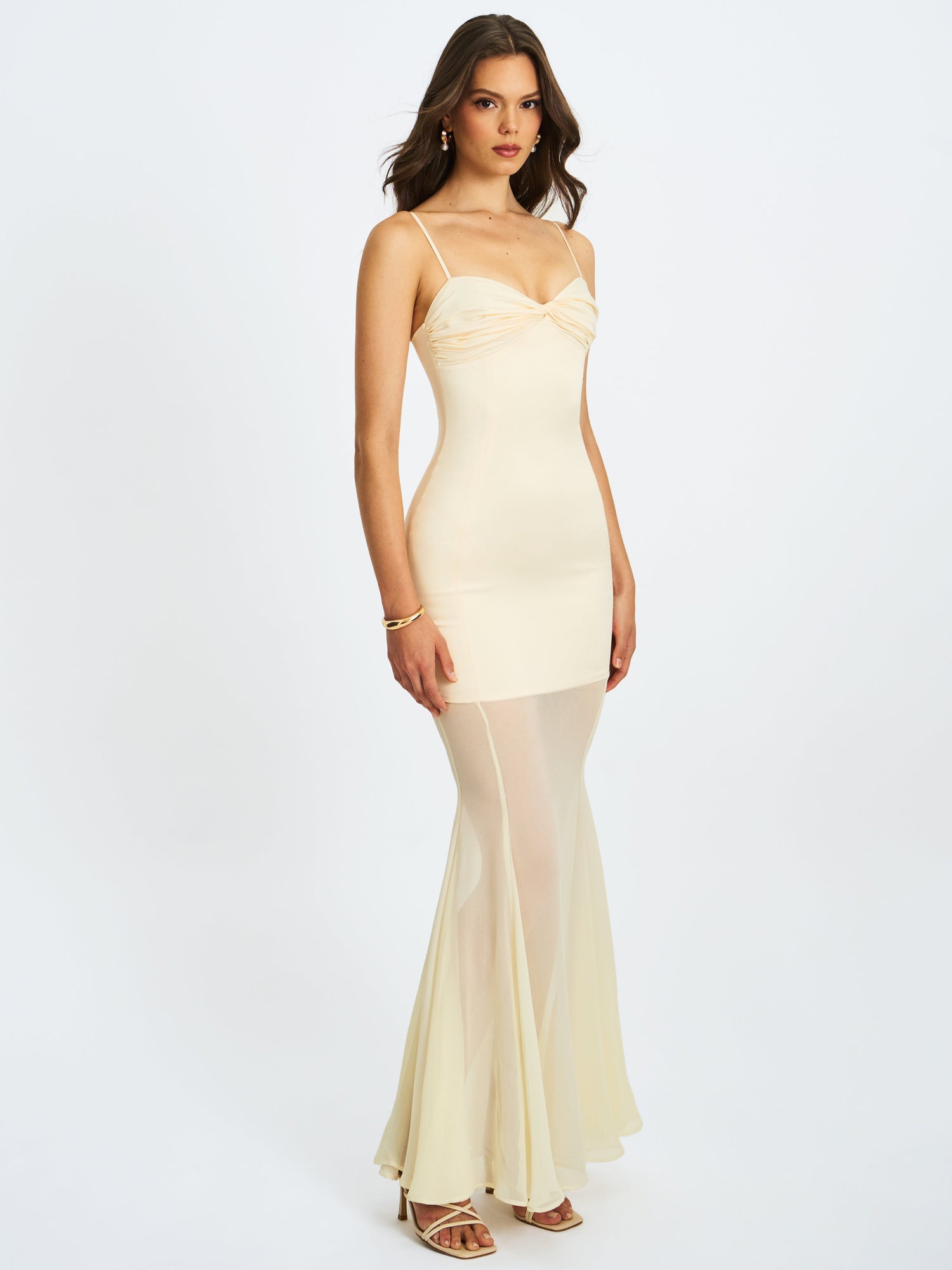 Zayne Ruch Breast Chiffon Mermaid Maxi Dress | Butter Yellow