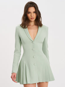 Delia Blazer Dress with Pleated Detail | Pistachio Green